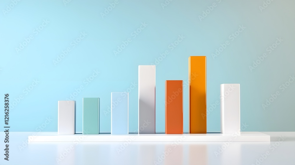 Visualizing business growth a glossy clay-rendered bar graph in a modern office environment Visualizing business growth a glossy clay-rendered bar graph in a modern office environment