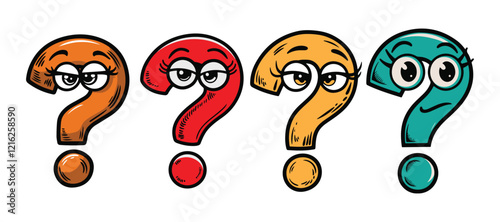 Funny Question Mark Cartoon Characters. Question Mark icon vector illustration