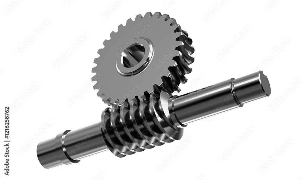 Worm gear. Transparent background. Isolated. 3D Render. Worm gear. Transparent background. Isolated. 3D Render.