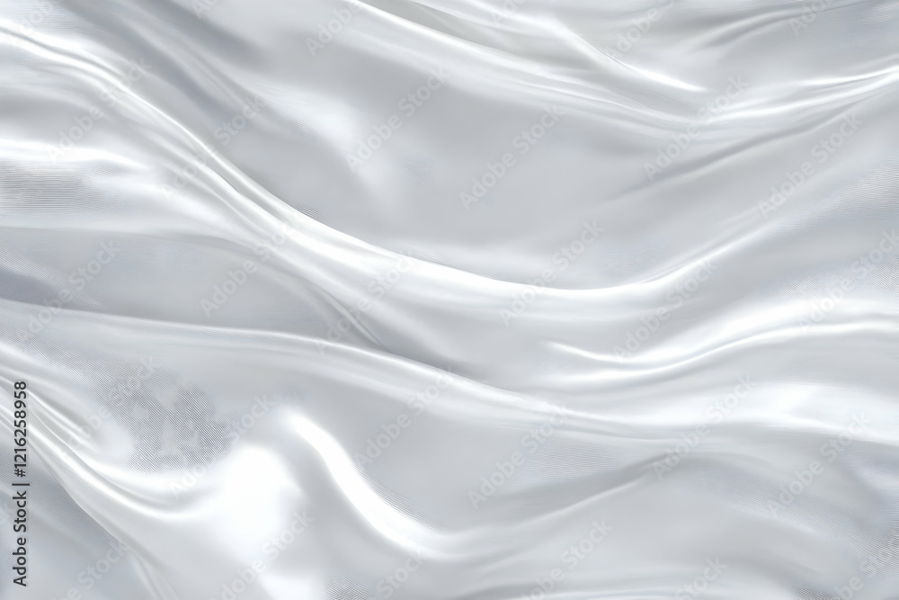 Fototapeta premium Flowing White Silk Fabric Drapes Elegantly, Creating Smooth Waves and Soft Folds Background.