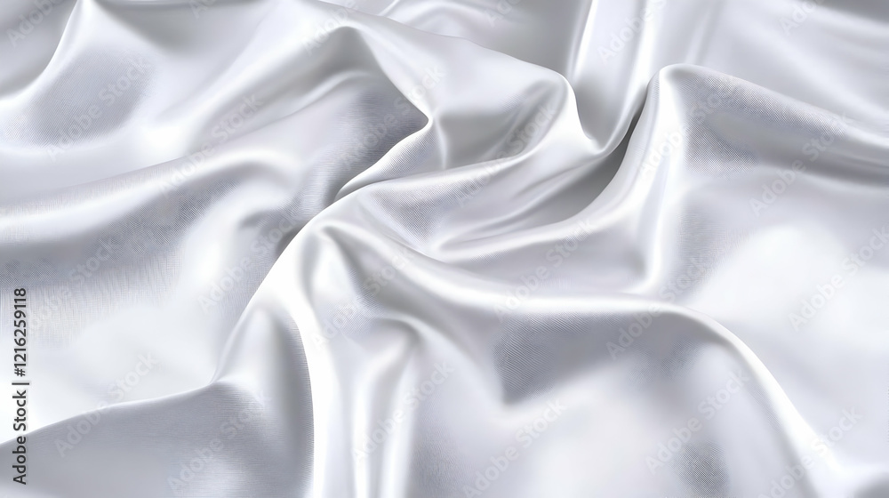 Obraz premium White Silk Fabric Flows Gracefully, Creating Soft Folds and Elegant Drapes for a Luxurious Background.