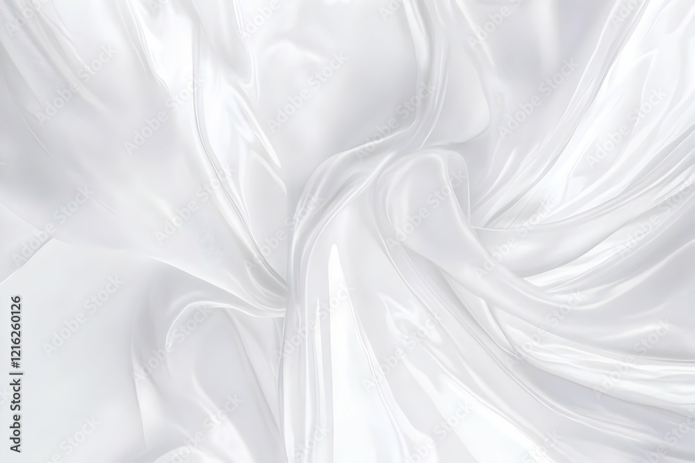 Naklejka premium White Satin Fabric Flows Gracefully with Smooth Elegance and Soft Lighting, Perfect for Backgrounds.