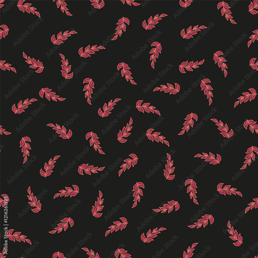 Hand drawn seamless pattern with leaves. Doodle foliage repeat background. Hand drawn seamless pattern with leaves. Doodle foliage repeat background.