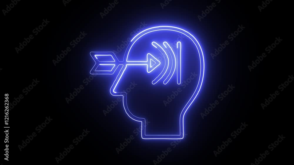 Glowing Neon Resilience Icon Isolated on Black Background. HD Video Graphic Animation Glowing Neon Resilience Icon Isolated on Black Background. HD Video Graphic Animation