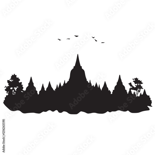 silhouette of a temple