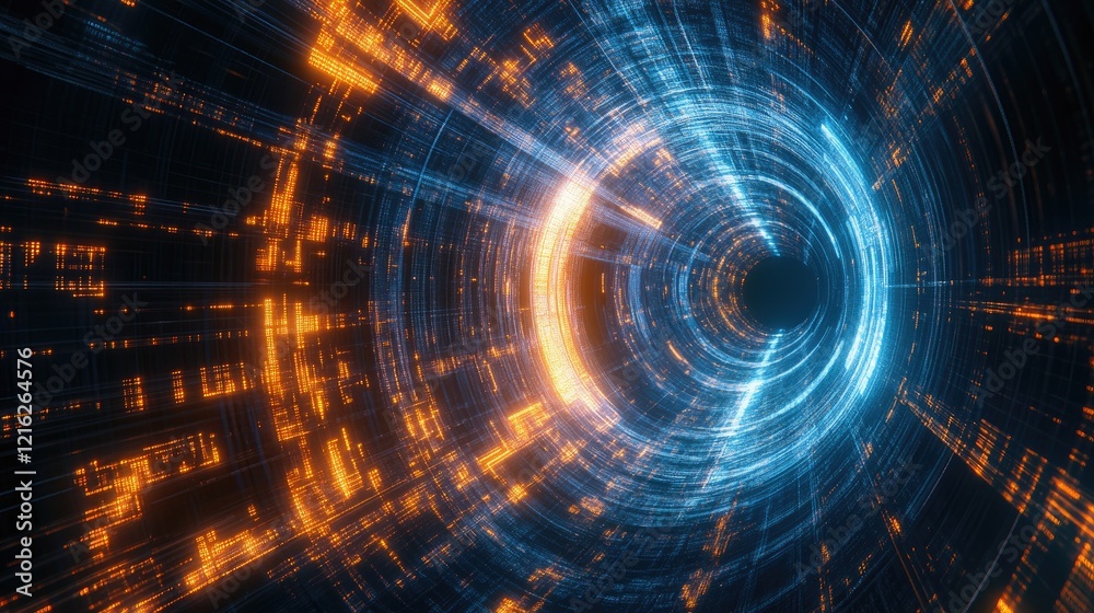 Obraz premium A futuristic digital lock on a glowing blue background, representing encryption and network security.