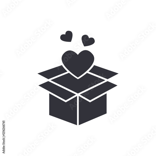 Charity box solid icons, minimalist vector illustration ,simple transparent graphic element .Isolated on white background
