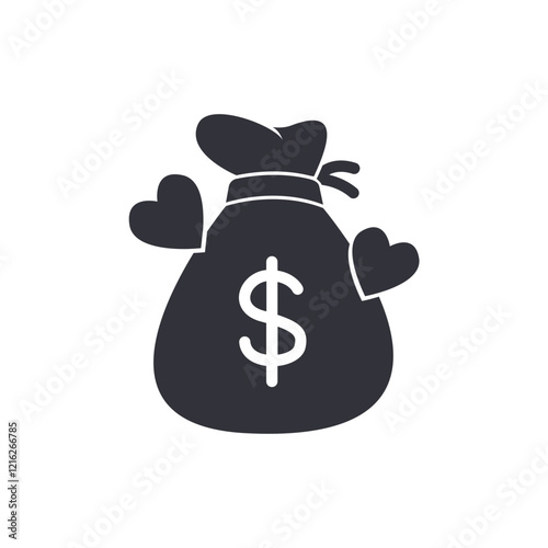 Charity money solid icons, minimalist vector illustration ,simple transparent graphic element .Isolated on white background