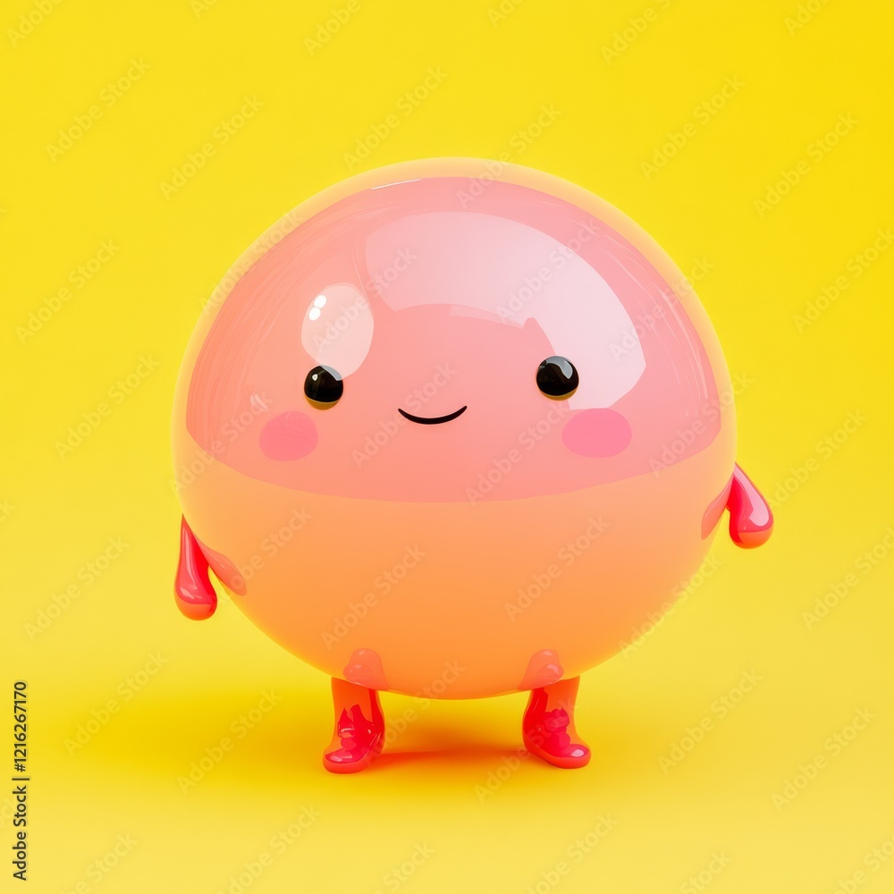 Fototapeta premium A cute, friendly, bouncy character resembling a ball with small limbs.