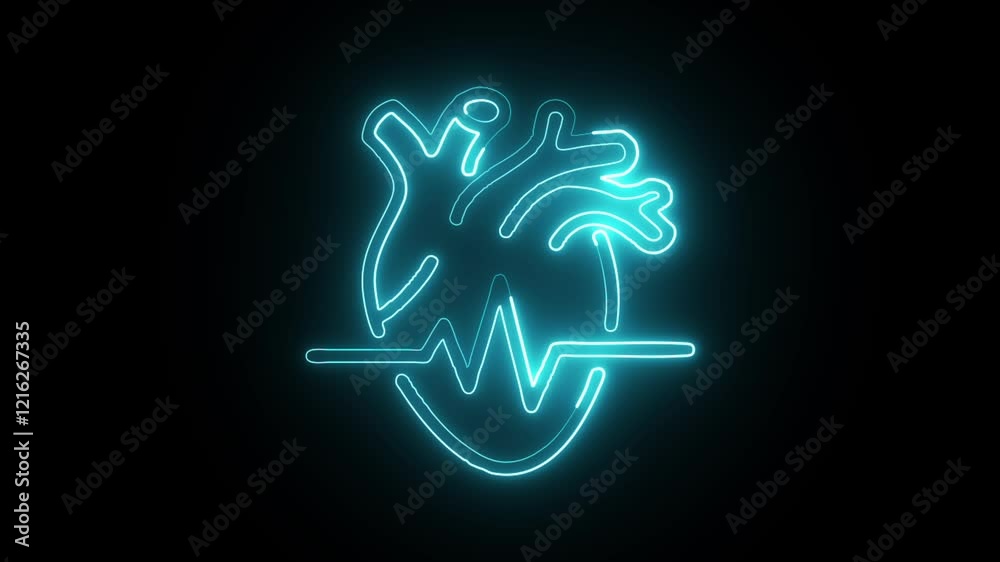 Glowing Neon Heart Icon Isolated on Black Background. HD Video Graphic Animation Glowing Neon Heart Icon Isolated on Black Background. HD Video Graphic Animation