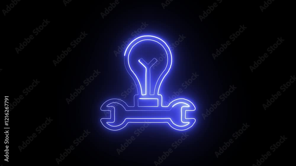 Glowing Neon Idea Icon Isolated on Black Background. HD Video Graphic Animation