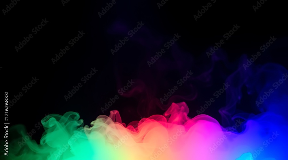 Fototapeta premium Vibrant Rainbow Smoke Against a Dark Background