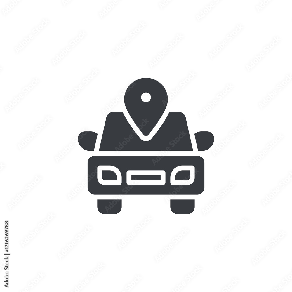 Car and location pin vector icon Car and location pin vector icon