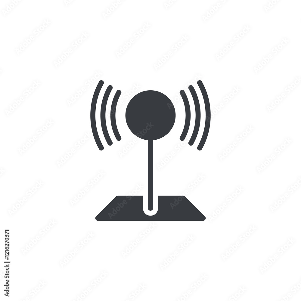 Location pin surrounded by a radius circle vector icon Location pin surrounded by a radius circle vector icon