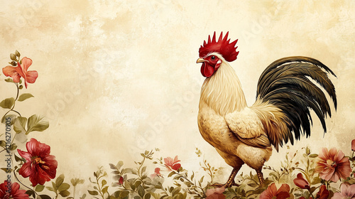 rooster in the grass