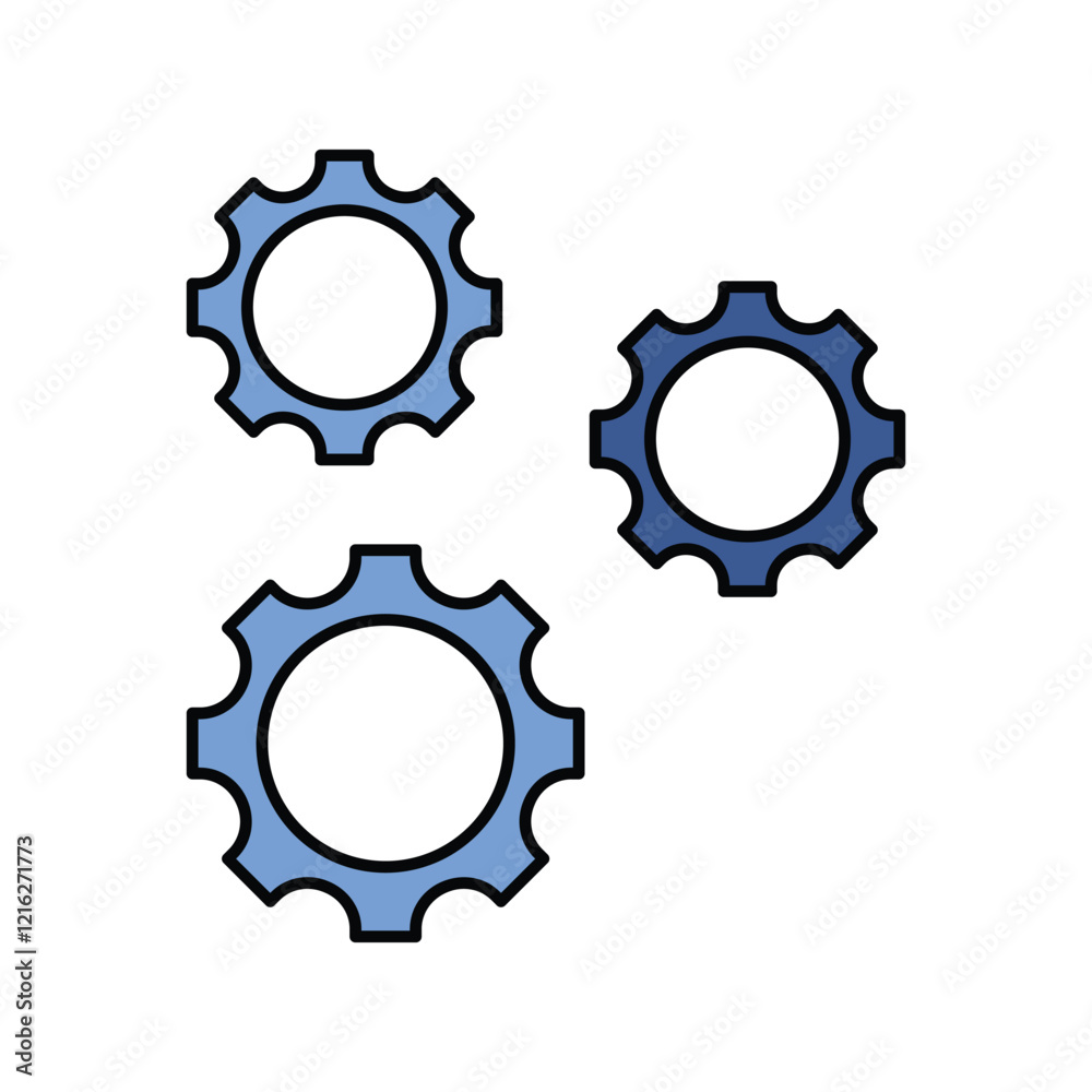 Setting blue icon with white background vector stock illustration Setting blue icon with white background vector stock illustration