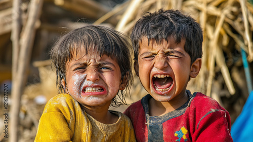 Small children crying.
