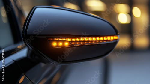modern led automotive car side mirror with integrated amber sequential turn signal indicator light and dynamic illuminated design for stylish exterior lighting accessory