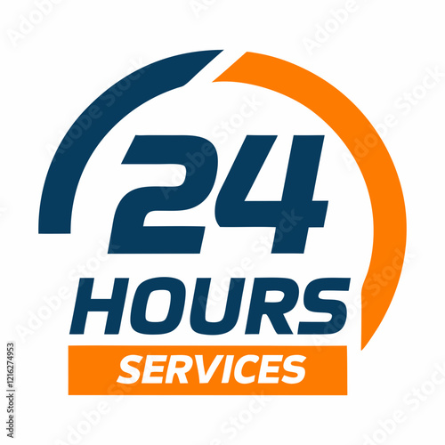 Customer Support 24 Hour Service Logo Vector.