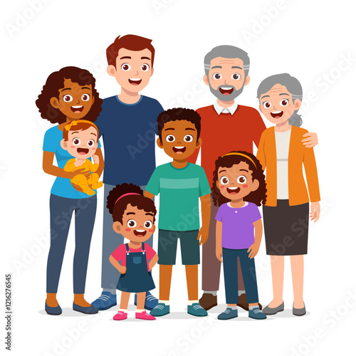 happy family standing for portrait photograph together