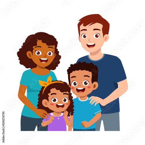 happy family standing for portrait photograph together photo