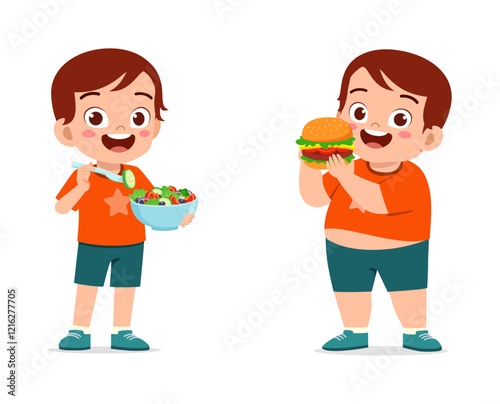2 little kids compare fat and fit