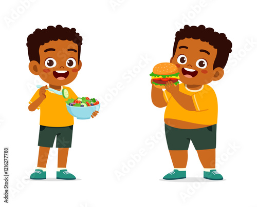 2 little kids compare fat and fit