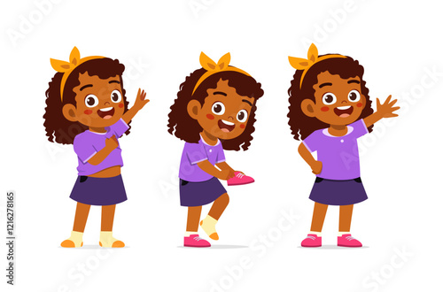 little kid do dressing process wearing clothes