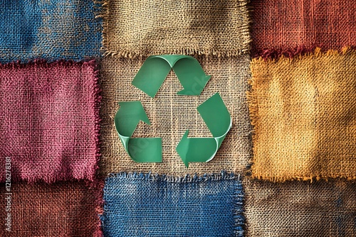 Recycled Fabric with a Green Recycle Symbol
