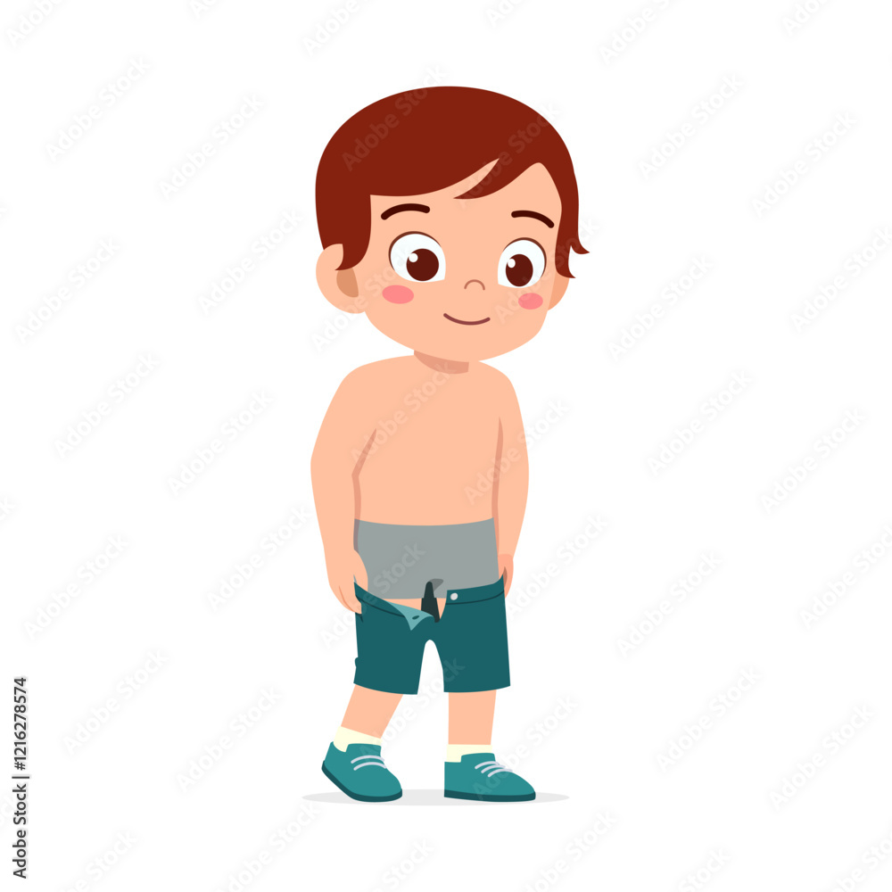 little kid do dressing process wearing pants
