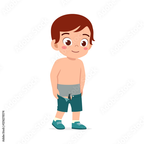 little kid do dressing process wearing pants
