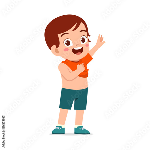 little kid do dressing process wearing clothes