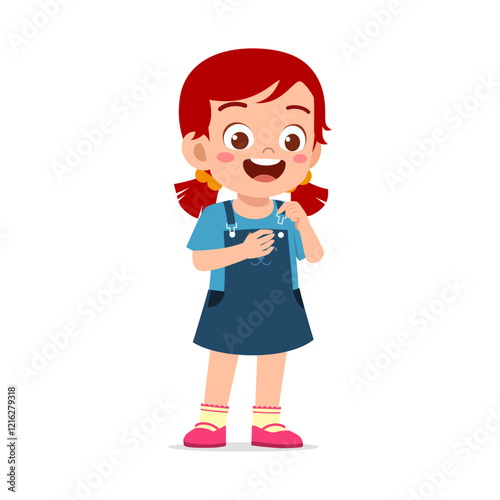 little kid do dressing process wearing clothes