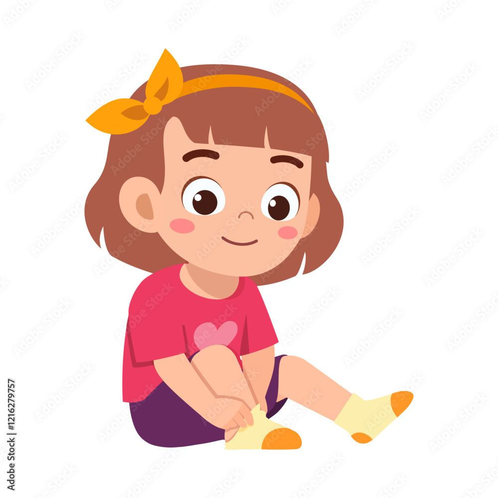little kid do dressing process wearing shoes or socks little kid do dressing process wearing shoes or socks