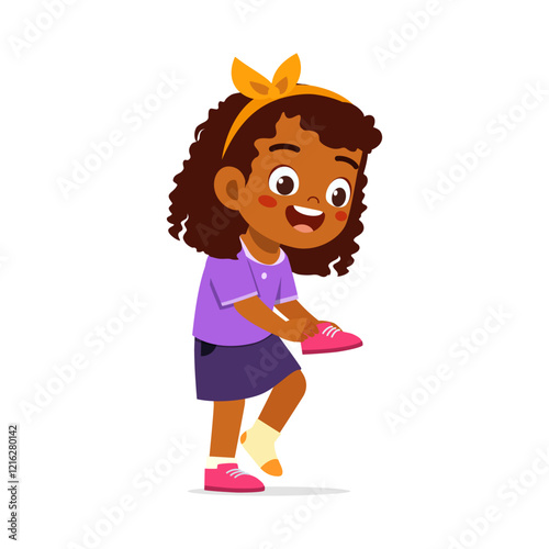 little kid do dressing process wearing shoes or socks