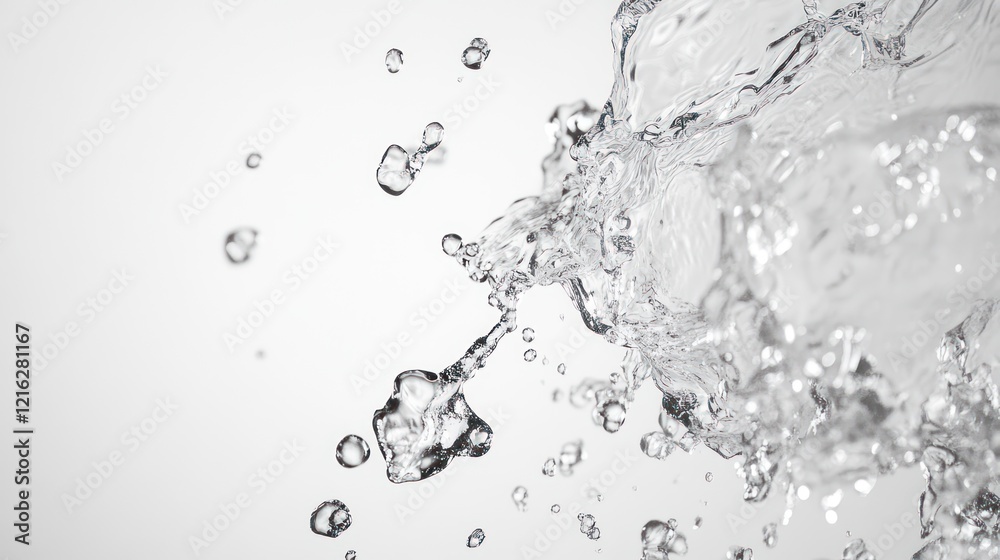 Abstract water splash with bubbles, set on a white background, single object. Abstract water splash with bubbles, set on a white background, single object.