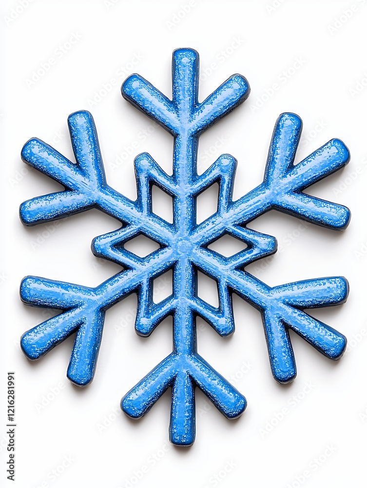 Blue Snowflake Design on White Background for Winter Themes Blue Snowflake Design on White Background for Winter Themes