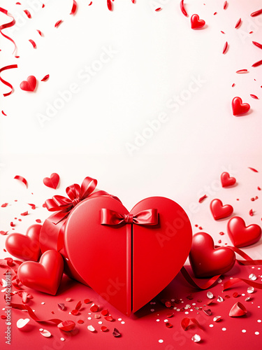 Red Hearts Valentine Background with Love and Romance Elements