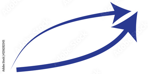 Long arrows icon. Long curved hand drawn arrow isolated.