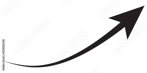 Long arrows icon. Long curved hand drawn arrow isolated.