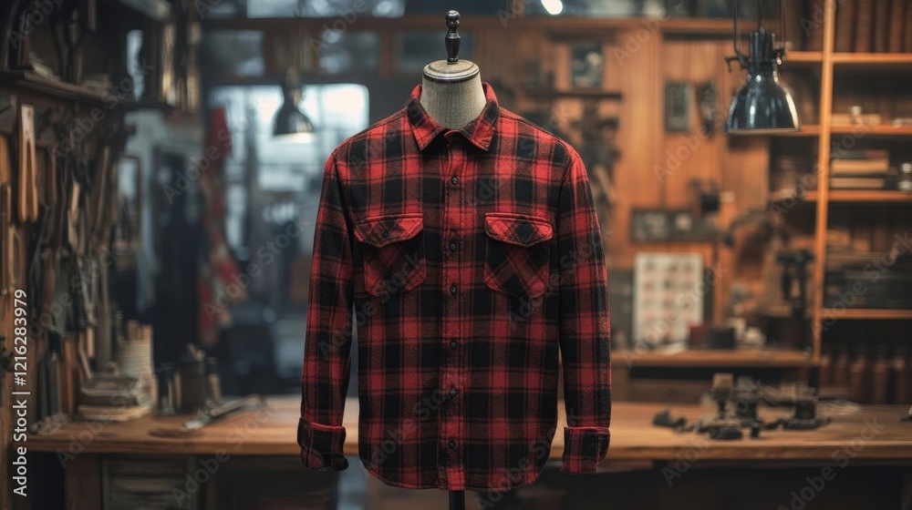 Fototapeta premium A casual flannel shirt showcased.