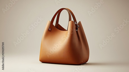 Elegant Tan Leather Handbag Studio Shot