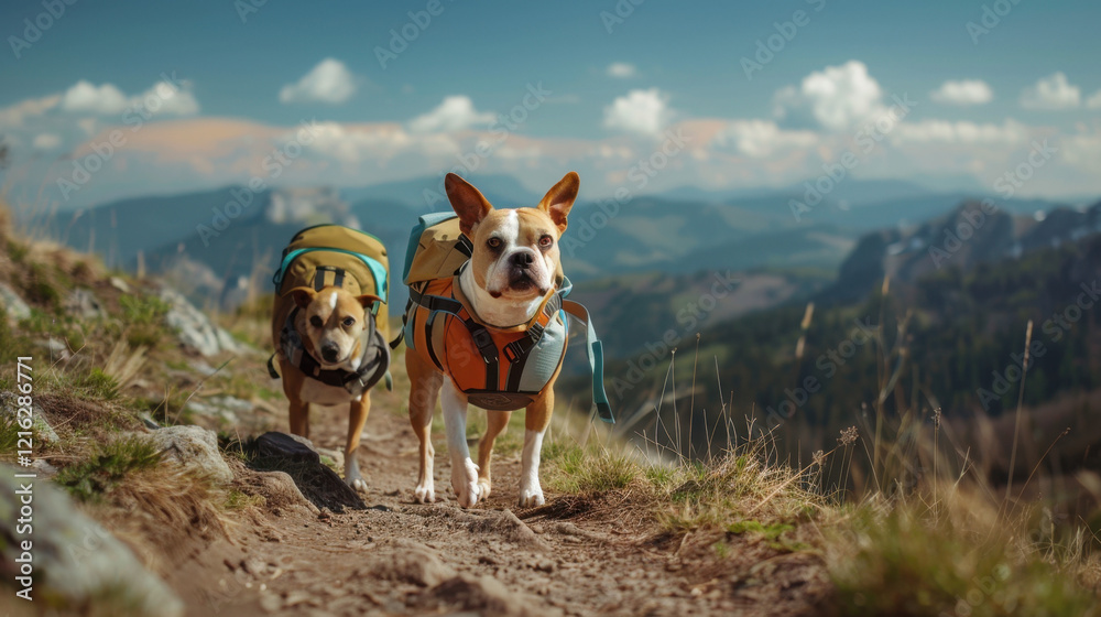 Dogs Hiking in the Mountains Dogs Hiking in the Mountains