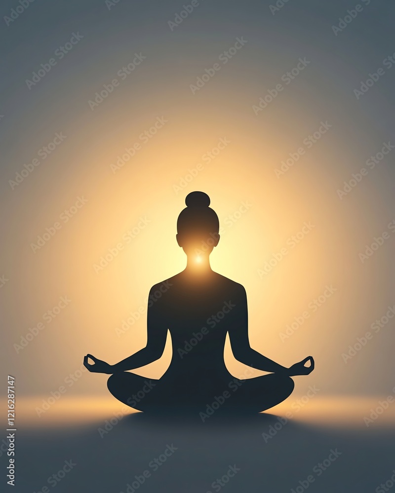 mastering mindset richness Peaceful silhouette meditating in soft light. mastering mindset richness Peaceful silhouette meditating in soft light.