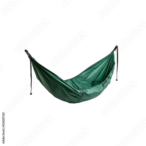 comfortable green hammock designed for relaxation and outdoor use, Isolated on white background
