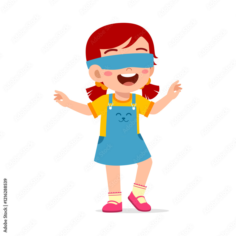 little kid blindfolded for playing hide and seek little kid blindfolded for playing hide and seek