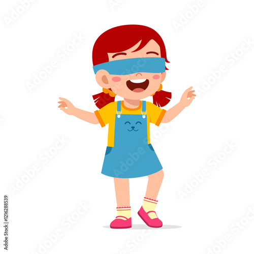 little kid blindfolded for playing hide and seek