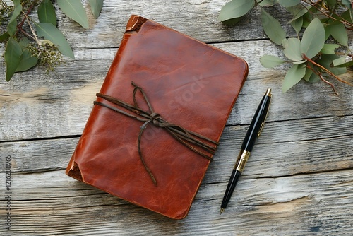 Rustic Leather Journal with Pen - A Timeless Gift photo