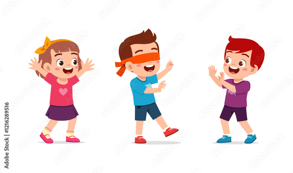 little kid play hide and seek with friend and feel happy little kid play hide and seek with friend and feel happy