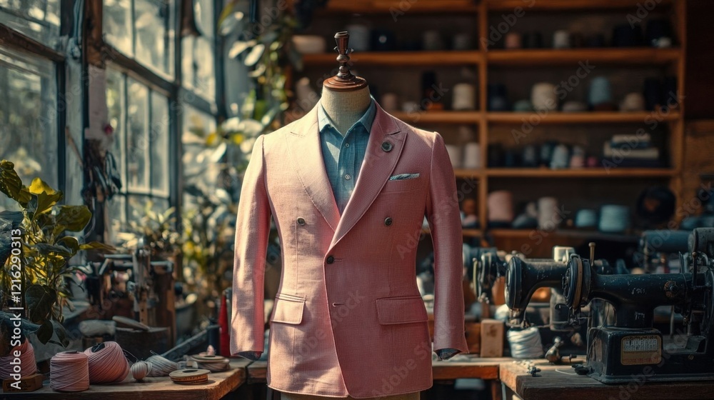 Obraz premium Tailored pink blazer in workshop